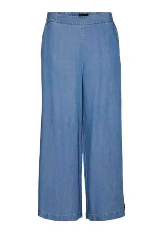 Business denimVero Moda Bree Wide Culotte Trousers, Blue Denim