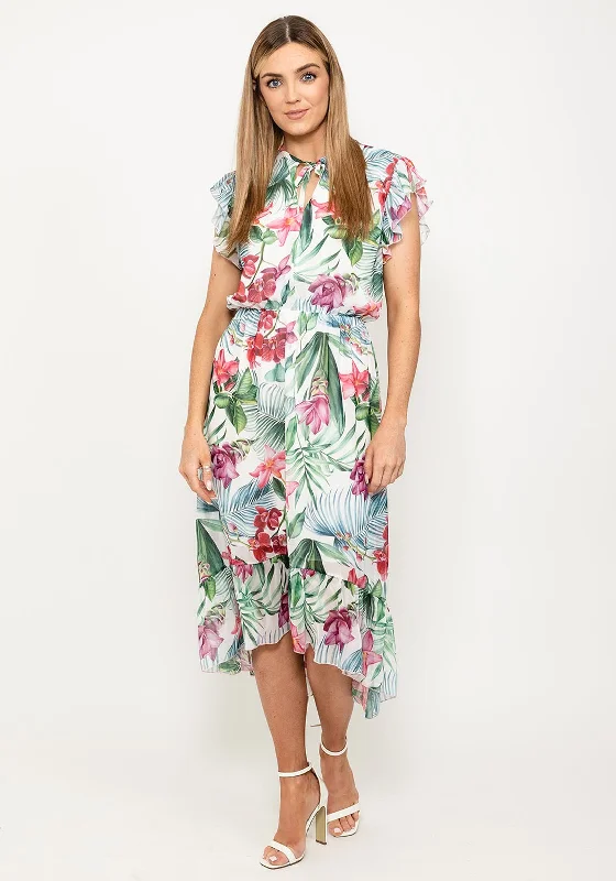 Seventy1 Tropical Floral Midi Dress, White MultiReflective Dress