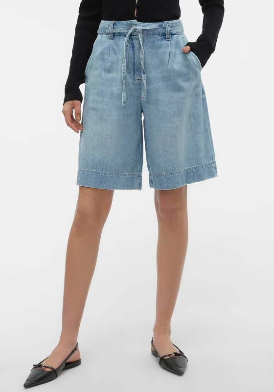 Cowboy museumVero Moda Aria Mr Long Belt Denim Shorts, Light Blue