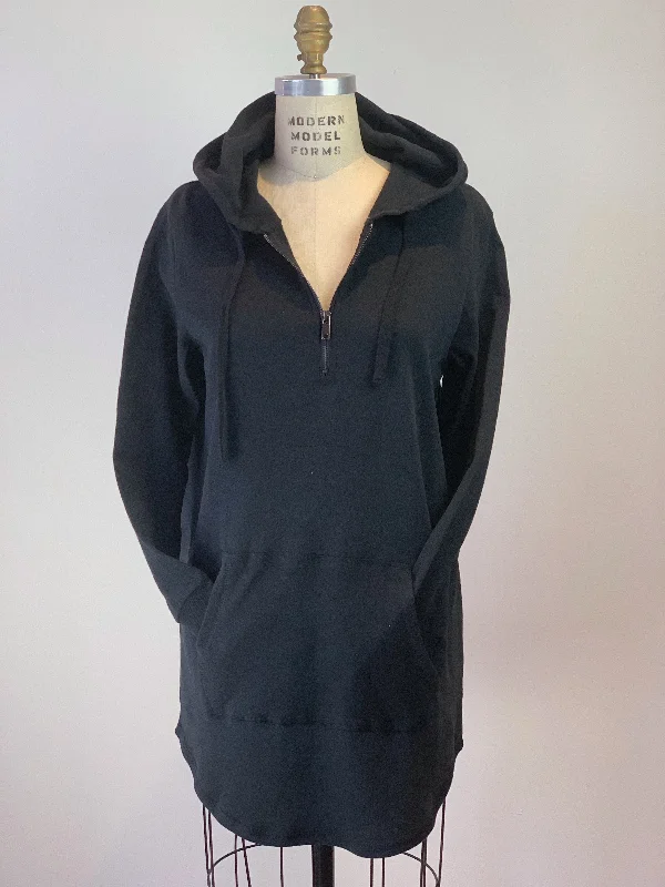 DKR Long Hooded Kangaroo Tunic Top With 3/4 Zip BlackFlannel Shirts