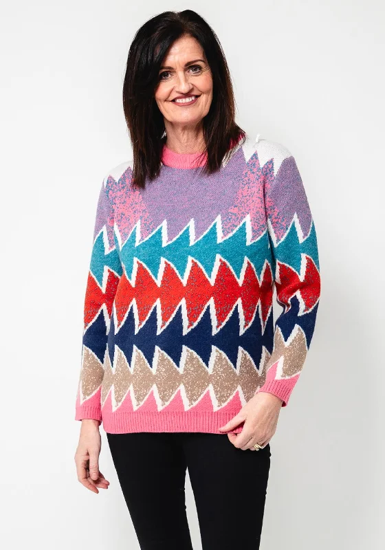 Serafina Collection One Size Zig Zag Knit Jumper, PinkKnitted Cardigan