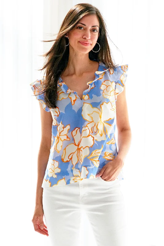 Ava Top White Lotus PrintCollege Shirts