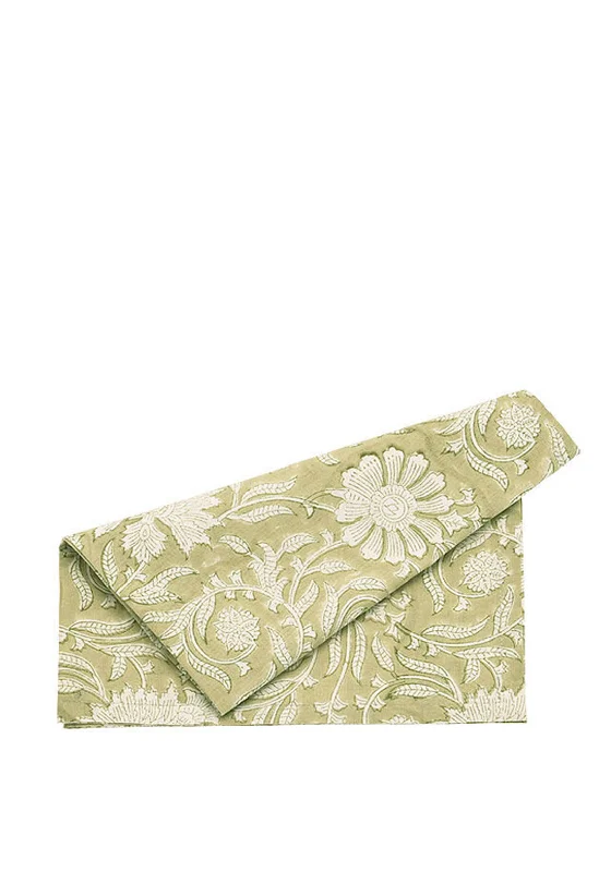 Walton & Co Elise Hand Block Print Set of 2 Napkins, Olive