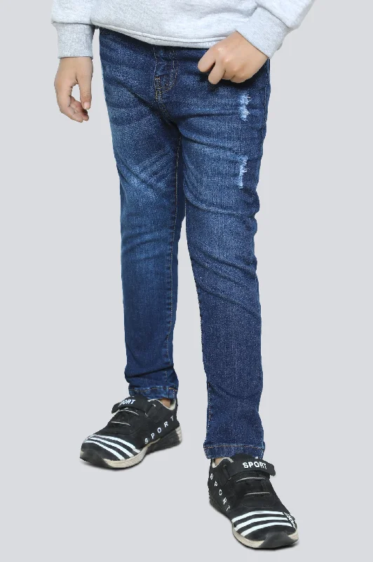 Denim patchesBlue Slim Fit Denim Jeans