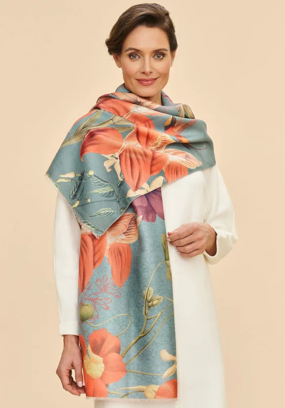 Casual denimPowder Hummingbird at Dusk Luxurious Scarf, Denim Multi