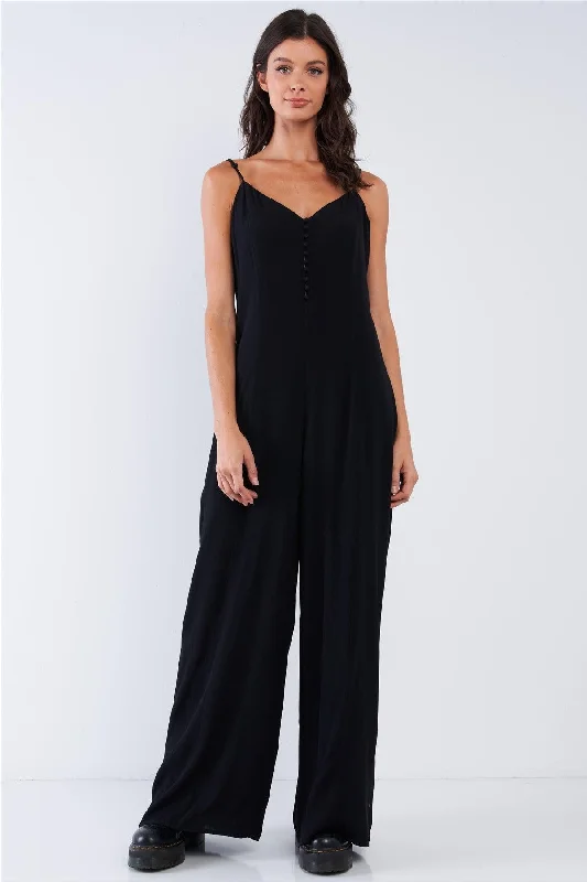 Silk Lined Adjustable Cami Strap V-Neck Button Up Jumpsuit /1-2-2-1VNeckTopStrata