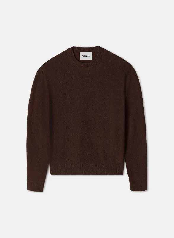 Virote - Fluffy Knit Sweater - BrownKnit Button-Up