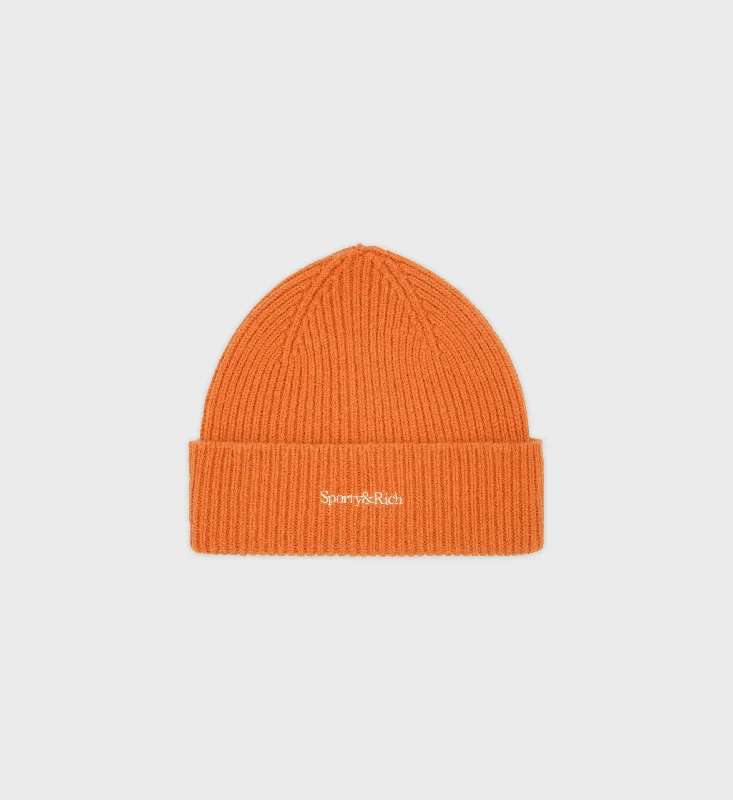 Serif Logo Beanie - TurmericKnitted Fine