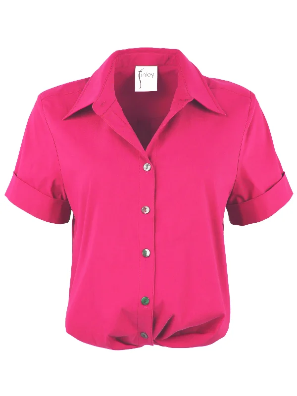 Alli Shirt Getaway Collection - Fuchsia Super StretchChambray Shirts