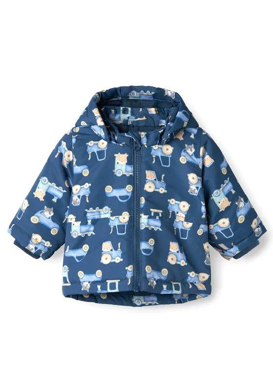 Denim sequinsName It Baby Boy Max Train Coat, Dark Denim