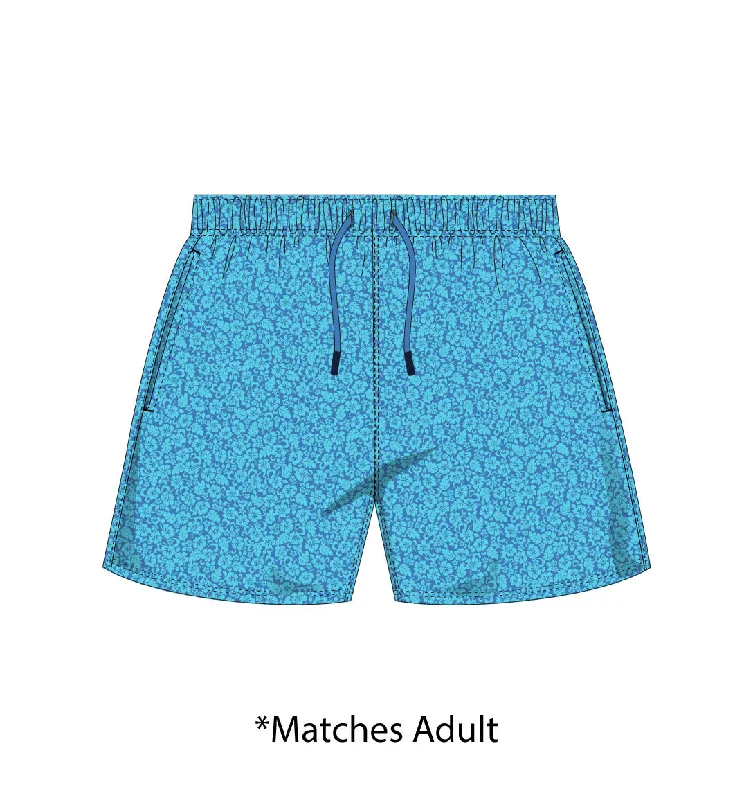 Youth Blue Blooms Swim ShortsBranded Shirts