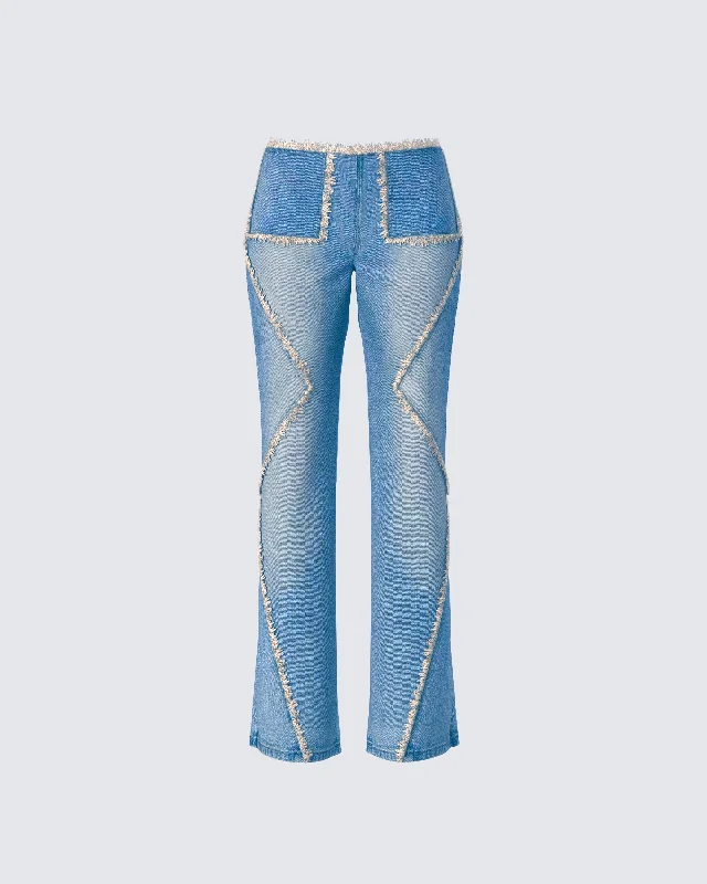 Denim laceKaiana Blue Denim Straight Leg Jeans