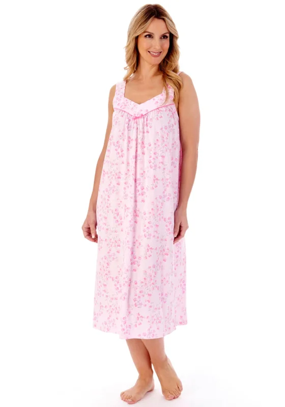 Slenderella Floral Vine Sleeveless Night Dress, PinkChiffon Dress