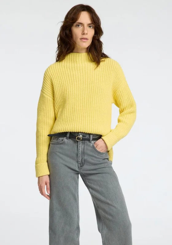 Selected Femme Selma Chunky Knit Jumper, YellowKnitted Collared