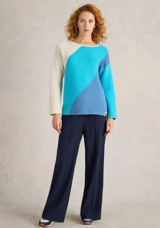 White Stuff Jana Colour Block Jumper, Blue MultiKnitted Oversized