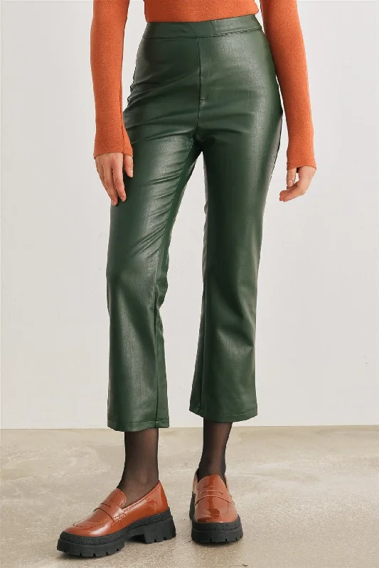 JumpsuitsDark Green Faux Leather High Waist Pants /2-2-2