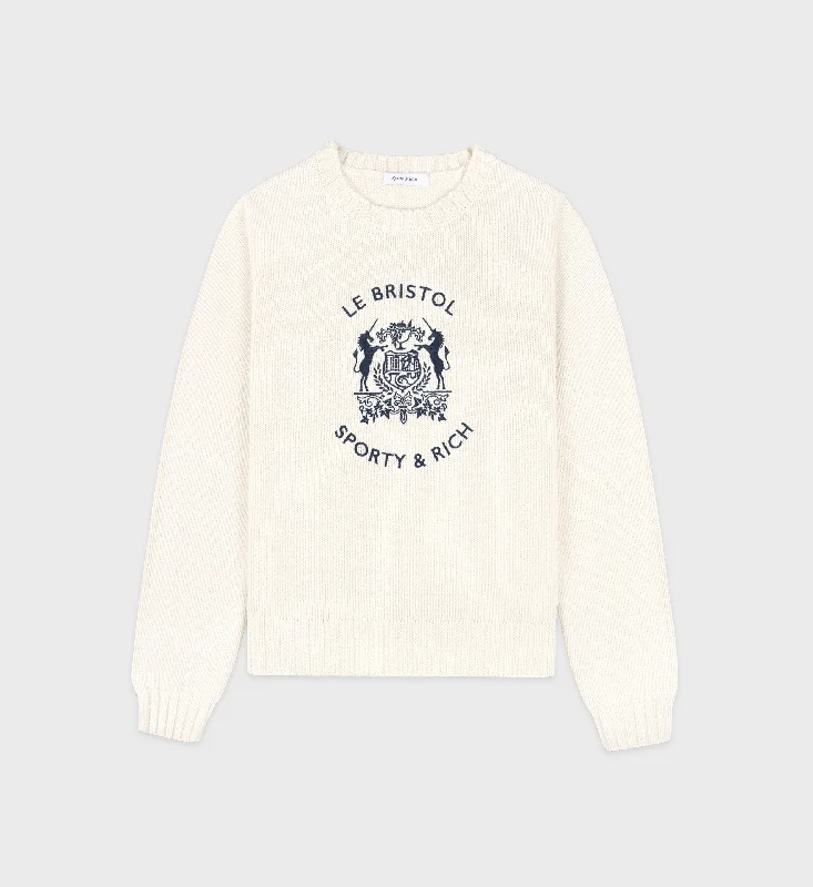 Bristol Crest Cotton Knit Sweater - CreamKnit Blouse