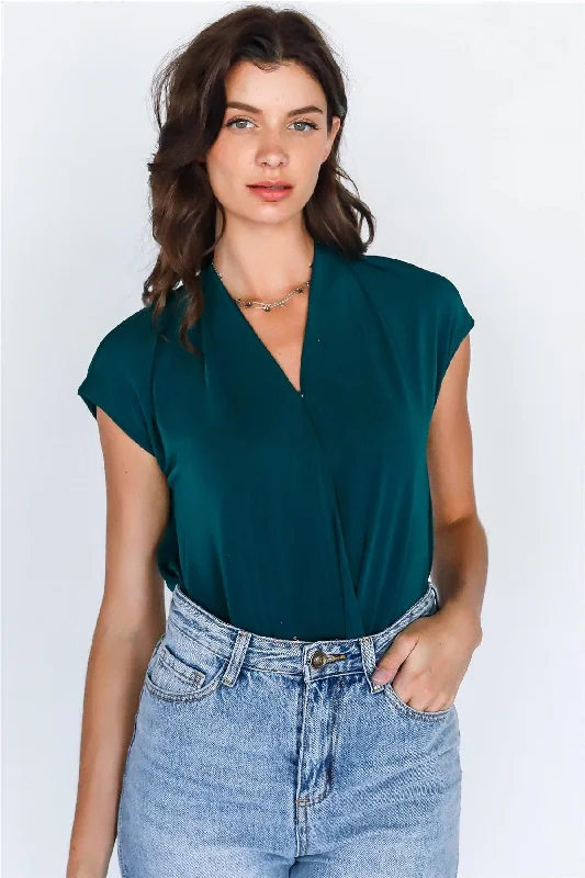 Teal Wrap V-Neck Open Back Bodysuit /1-3-1VNeckTopTerra