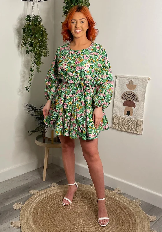 Seventy1 One Size Floral Batwing Sleeve Mini Dress, GreenSequin Dress