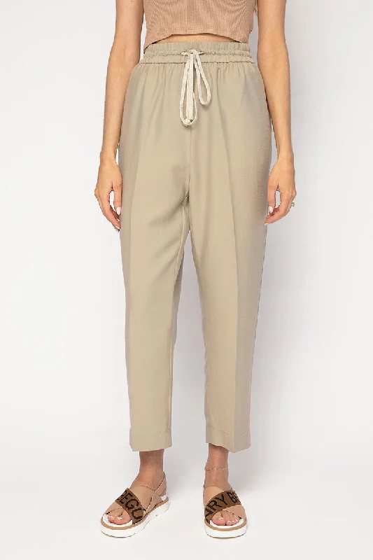 Patched PantsSand-Washed Drawstring Pants in Khaki