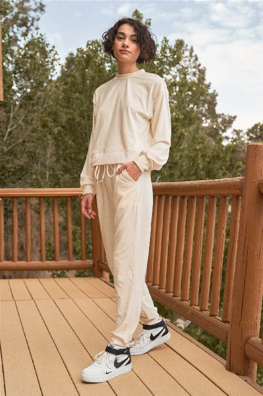 Utility PantsIvory Corduroy Volume Sleeve Top & High-Waisted Pants Set /3-2-1