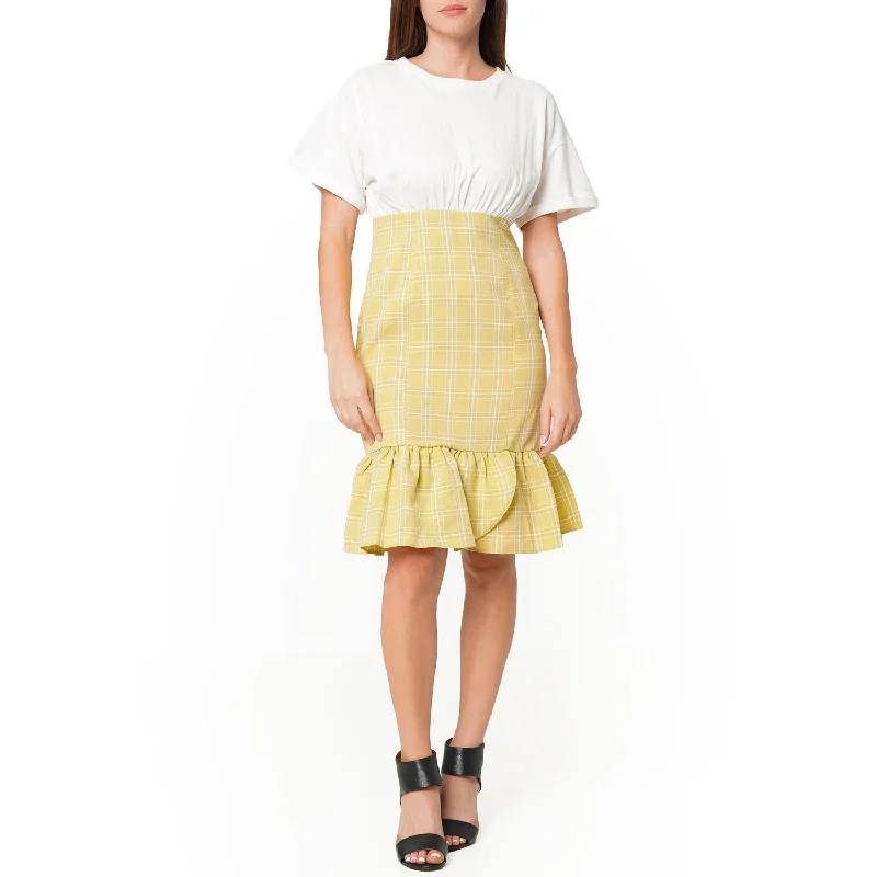 Women's Glen Plaid Mermaid Dress in YellowHigh-low Dress