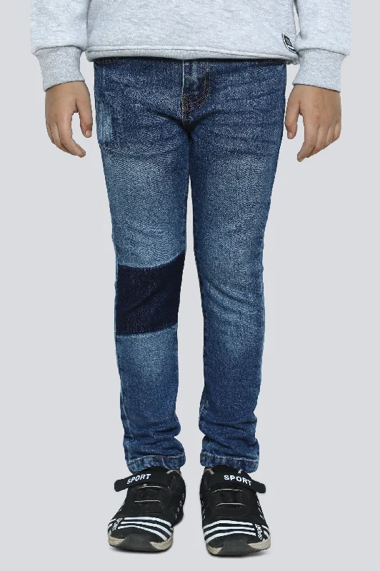 Denim bleachingMedium Blue Slim Fit Denim Jeans