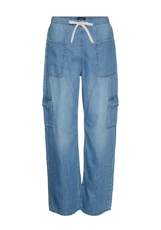 Denim pleatsVero Moda Perla Denim Cargo Trousers, Light Blue Denim