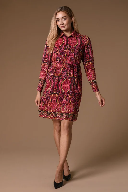 Paisley Knee Length Shirt DressKnitted Loose