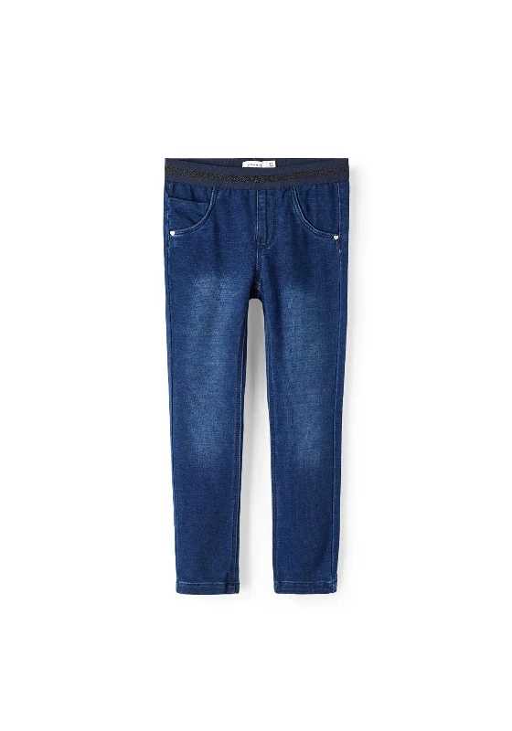 Denim with sneakersName It Mini Girl Sali Slim Jeans, Dark Blue Denim