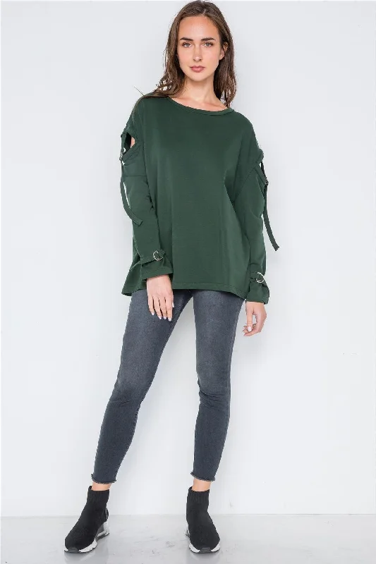 Hunter Green Long Sleeve Cut-Out Sweater /1-3-2