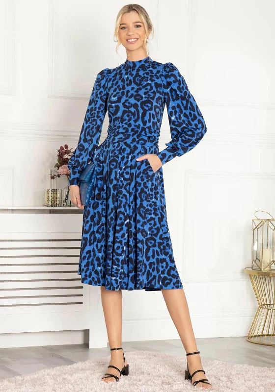 Jolie Moi Kathryn Long Sleeve Midi Dress, BlueMilitary Dress