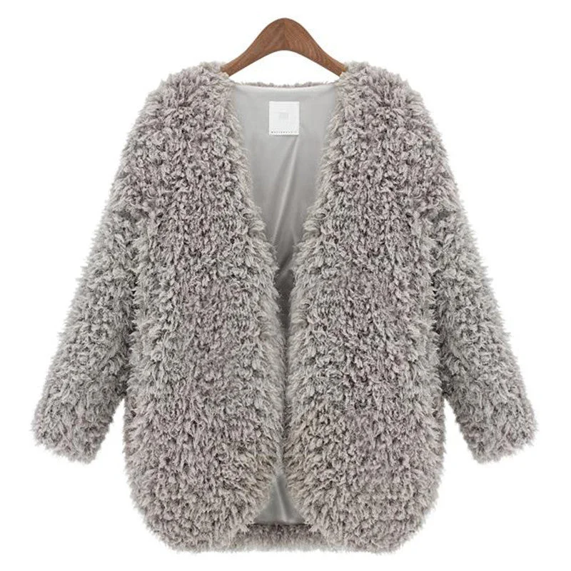 Lambs wool Warm and Comfortable V-Neck Women Short CoatVNeckTopMax