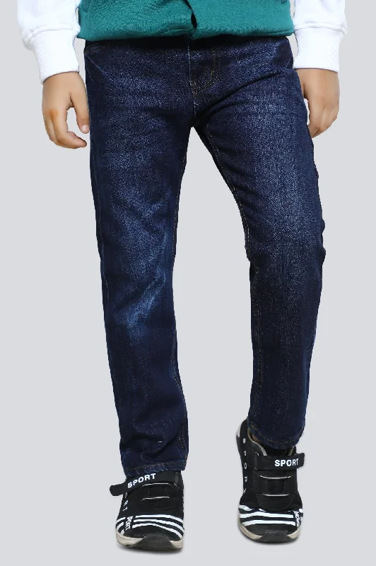 Western styleMedium Blue Relaxed Fit Denim Jeans