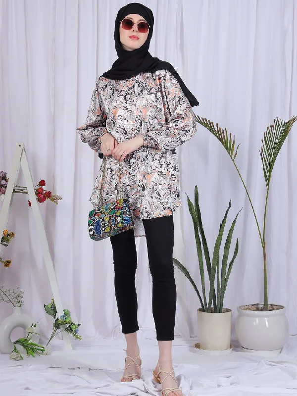 MultiColor Printed Front Open Modest ShirtBranded Shirts