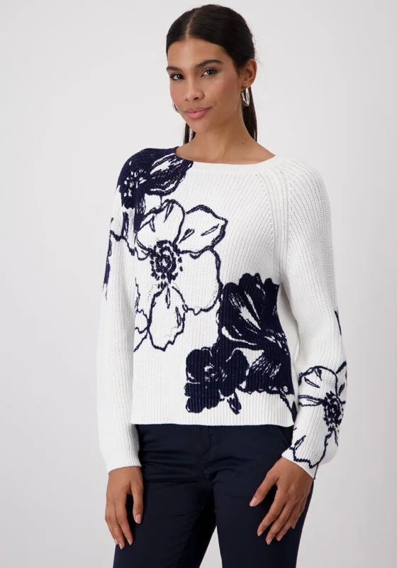 Monari Floral Knit Jumper, Off WhiteKnit Formal