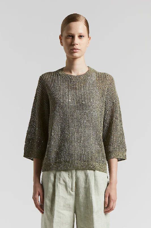 Linen tricot sweater with sequinsKnitted Sweater