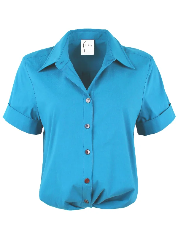 Alli Shirt Getaway Collection - Turquoise Super StretchCashmere Shirts