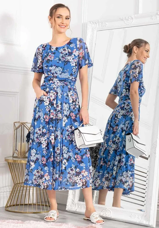 Jolie Moi Gianna Floral Print Mesh Maxi Dress, Royal MultiMini Dress