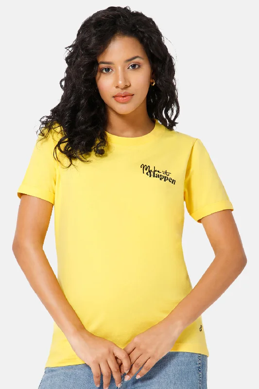 Jusperf Women Half Sleeve Crew Neck T-shirt  - Mustard - SD18Layered Shirts