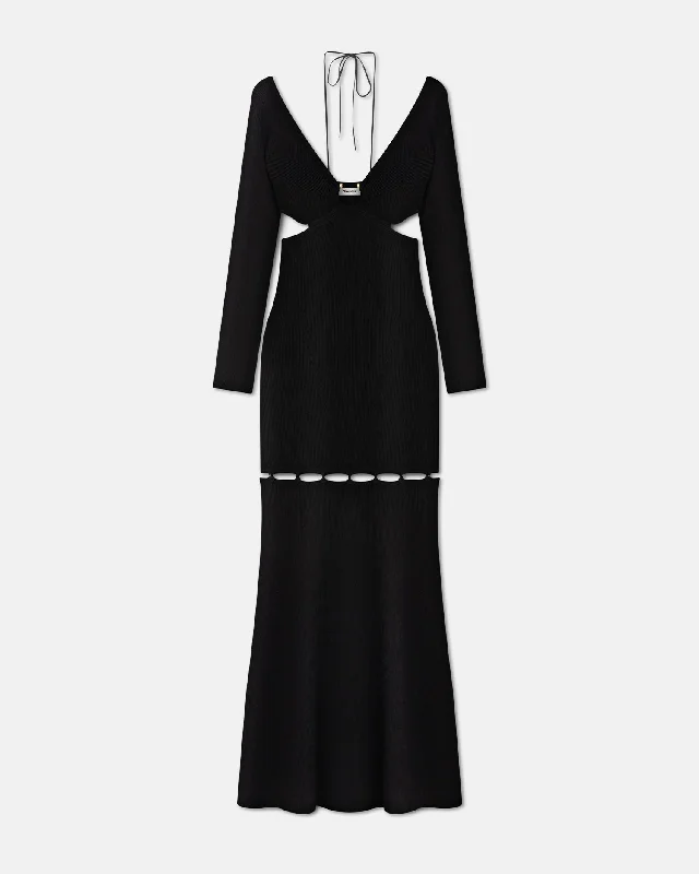 Varda - Ribbed-Knit Maxi Dress - BlackKnit Chunky