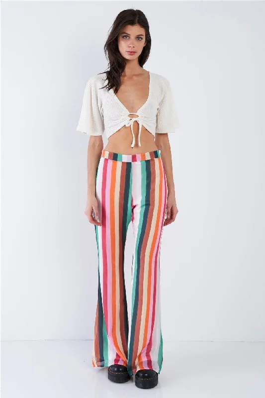 JeansOrange Multi Stripe High Waist Festival Wide Leg Sheer Pants  / 1-2-2-1