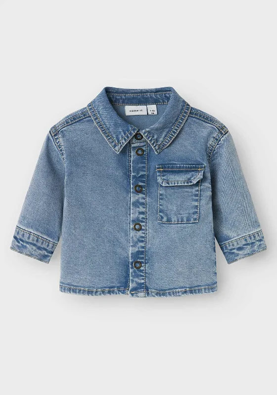 Workwear styleName It Baby Boy Nud Denim Shirt, Medium Blue Denim