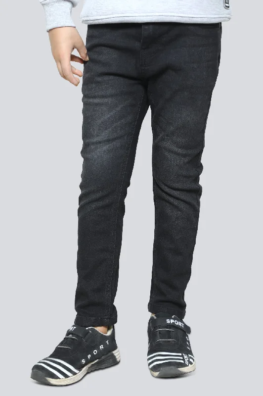 Denim pleatsCharcoal Slim Fit Denim Jeans