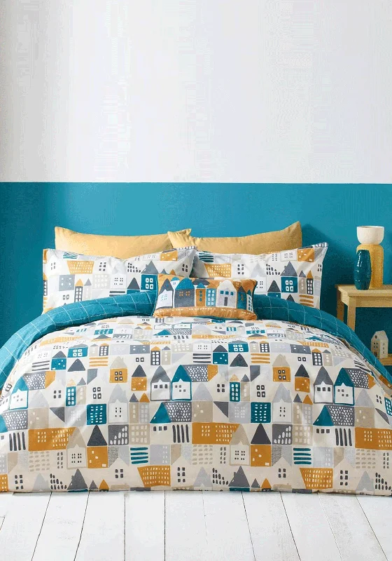 Fusion Nordica Printed Duvet Cover Set, Teal