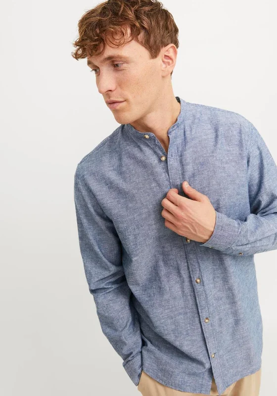 Ralph LaurenJack & Jones Summer Linen Grandad Collar Shirt, Faded Denim