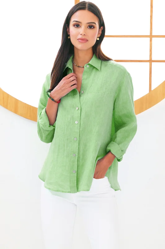 Niko Boyfriend Shirt Washed Green Tea LinenOrganic Cotton Shirts