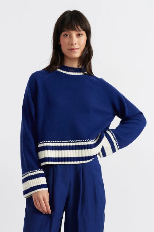 Blue Wool-Cashmere Guernsey SweaterKnitted Cardigan