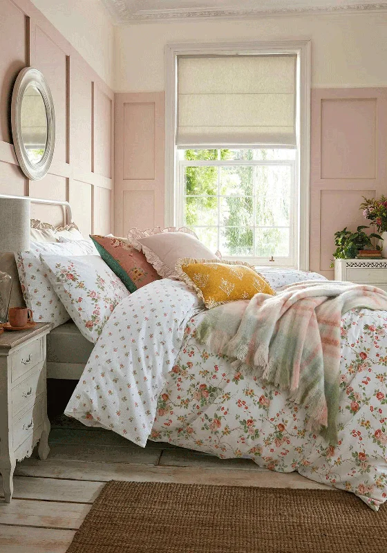 Laura Ashley Mountney Garden Printed Floral Duvet Cover Set, Antique Pink