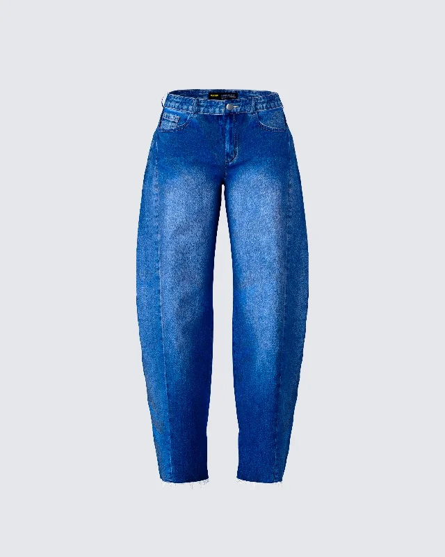 Denim sequinsAmets Blue Denim  Barrel Leg Jean